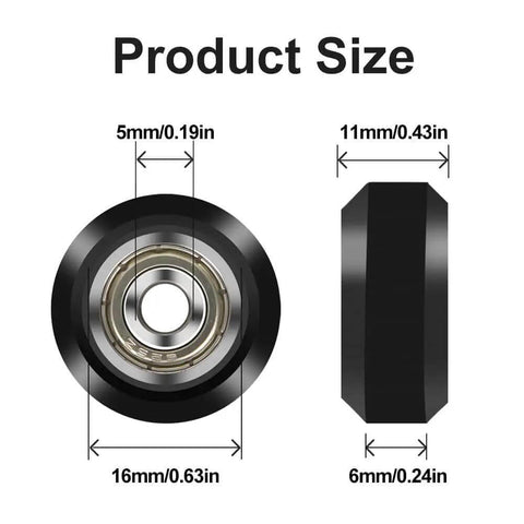 Ender 3 3D Printer Wheel Kit With POM Wheels And 625zz Bearings product size dimensions diagram