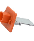 Manual Control Blower Motor Resistor For Hyundai Elantra And Elantra Coupe with orange connector and metal clip detail.