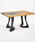 Industrial Steel Coffee Table Legs 16 Inch High, Set of 2, Handmade Modern Farmhouse Table Supports with Nature-Inspired Curves