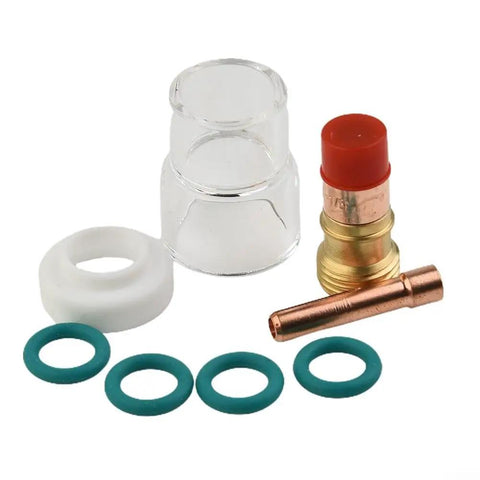 Upgrade Your Rig With This Awesome 8 Piece TIG Torch Kit For Wp 17 And 18 Models featuring heat resistant glass cup and O rings