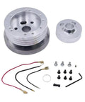 Boss Level Billet Steering Wheel Hub Adapter For 5 Or 6 Hole Whips In Sleek Silver Polish Aluminum Alloy components and wiring.