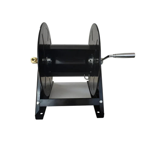 Single Arm Hose Reel And Compact Pipe Coiler Featuring A Smooth Rocker Lever For Zero Stress Water Storage and quick car wash setup.