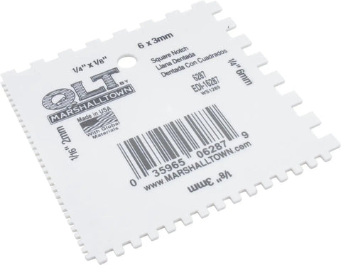 Square Notched Spreader and Scraper for Tile Adhesive, Built Tough, Rust and Corrosion Resistant Multi Use Tool with Four Notch Sizes