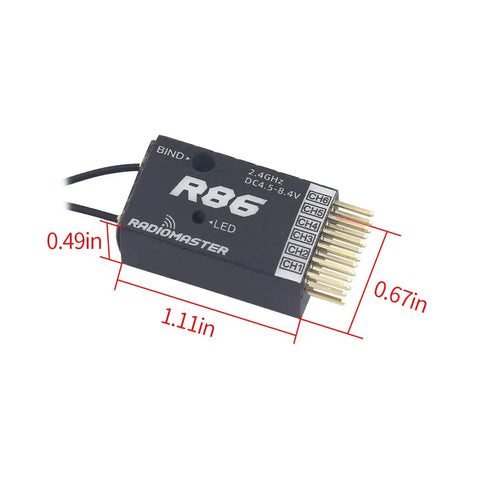 R86 6Ch Receiver With PWM And SBUS Output For FrSky D8 Compatibility Ideal For RC FPV Drones And Transmitters Black Module
