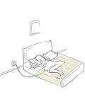 Illustration of Grounding Sheet With Grounding Cord 36x91 Inches Silver Fiber Conductive Sheet Organic Cotton 95 Percent Silver on bed