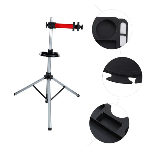 Portable Bike Repair Tray With Multi-Grid Tool Organizer mounted on workstand, close-up of organizer details