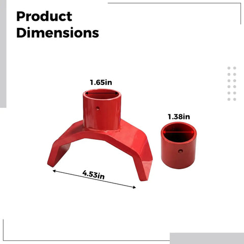 Heavy Duty Steel Bottle Jack Adapter 2 In 1 Red Lifting Axle Cradle dimensions showing 42 mm saddle and 115 mm base