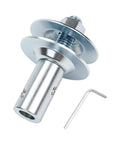 1/2 Inch Fixed Bore Shaft Arbor Extension For Bench Grinders Cuts The Jiggle For Good Steel Buffer Conversion Adapter For Grinding Wheels, close up of steel extension with tool.
