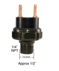 Tank Mount 1/4 Inch NPT Air Pressure Switch For 12V/24V Air Horns And Train Horns, 70 PSI Turn On, 100 PSI Turn Off, Pro Grade
