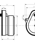 Technical drawing of MD10 Replacement Motor For Honeywell 802360JA 24 VAC Zone Valve V8043 V8044 with dimensions in mm.