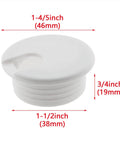 Solid White Desk Grommet Cable Cover Built Dense Abs Plastic For One Point Five Inch Cutouts showing dimensions and design features.