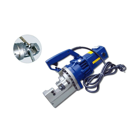 Portable Electric Rebar Cutter And Bender Tool For Construction Sites Heavy Duty Hydra RC25 shown with cutting detail inset