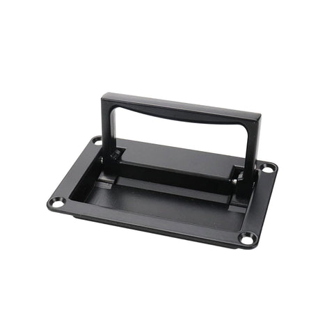 Black Recessed Pull Handle Set For Toolbox Chest Case Zinc Alloy Heavy Duty Flush Mount Door Handle, angled front view