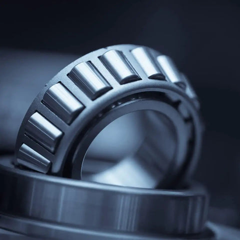 Close-up of Beefy Heavy Duty Tapered Roller Bearing Cone and Cup Set 0.625 inch bore, 1.6875 inch OD, 2 piece pair, separable and interchangeable.