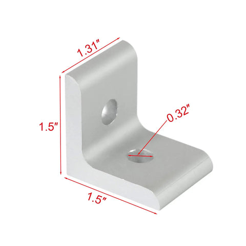 10 Pack 1515 Series Aluminum Inside Corner L Bracket Connector For Extruded Aluminum 2 Hole 1.5 Inch By 1.5 Inch By 1.31 Inch Body With 0.32 Inch Holes DIY Friendly Heavy Duty Reusable Smooth Edges Compatible With 15 Series Extrusions