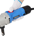 Lmaoss 500W Electric Sheet Metal Nibbler Cutter With 2000Rpm High Speed For Steel Aluminum And 16 Gauge Thick Metal in hand.
