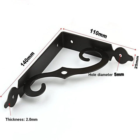 Heavy Gauge Metal Shelf Brackets L Shape Corner Braces Two Pack 240 Millimeter with decorative design and measurements.