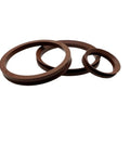 Hella Durable FKM Fluororubber Rotary Water Shaft Seal With O Ring Lip Gasket Cuff Fits VA3 VA20 VA22 VA25 VA30 VA2000 Series VA600 Pro Grade Single Unit set of three sizes in brown rubber.