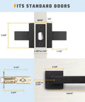 Dimensions of 6 Pack Black Interior Door Handles for Left or Right Handed Passage Function, heavy-duty matte black set.