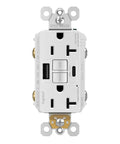 Radiant 15 Amp GFCI Self Test Tamper Resistant Decorator Duplex Outlet With USB Type A And C White Finish Model 2097TRUSBACW