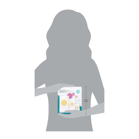 Illustration of Layering Circle Punch Set In Three Pieces For Crafts Create Dimensional Texture with scale next to silhouette.