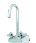 4 Inch Wall Mount Faucet With 3 Inch Swivel Gooseneck 2.2 GPM Aerator Lever Handles For Beefed Up Food Service Kitchen Use