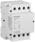 Front view of 4 Pole 63A AC Contactor With 110V 120V Coil 4NO Contacts 230V Ue 500V Ui 35mm DIN Rail Mount