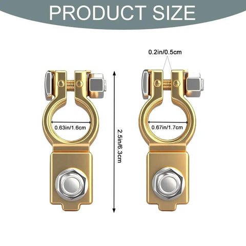 Universal Car Battery Terminal Connector Kit For Positive And Negative Posts Pure Copper Clamp Product Size Diagram