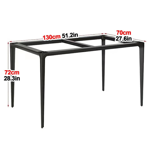 Hella Sturdy Metal Table Legs, Heavy Duty Square Steel Base, adjustable height desk stand with measurements 130cm x 70cm x 72cm.