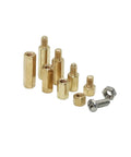 Hex Standoff Spacer Kit With M2.5 M3 M4 Sizes Pro Grade Nuts Included Hobbyist Friendly For PCB Spacing And Mounting Hardware On Circuit Boards And Electronics Projects. Brass hex standoffs with nuts and screws for PCB spacing