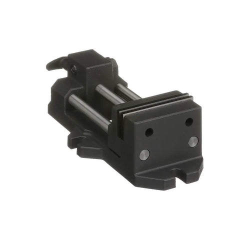 Tough As Nails Quick Slide Drill Press Vise Built From High Grade Iron With Precision Ground Jaws And 4.75 Inch Opening, close-up view.