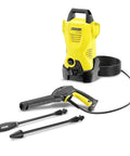Compact 1600 PSI Electric Pressure Washer with Vario and Dirt Blaster Spray Wands, 1.25 GPM, hose and portable setup