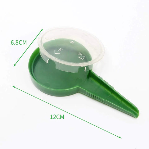 Six Pack Seed Sowing Dispenser Set with Adjustable Garden Hand Planter Seeder Tool for Flowers and Veggies, Lightweight Plastic Seed Dibber and Widger with ergonomic grip and measurement markings.