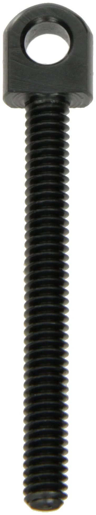 Black Oxide 12L14 Steel Latch Bolt 1/4-20 TPI, 3/4 Inch Thread Length, square shoulder, front view.