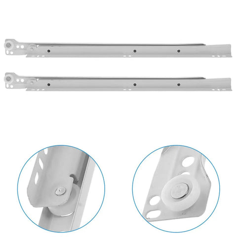 14 Inch Heavy Duty Drawer Slides For Cabinets And Keyboard Trays, Two Pack, with ball bearing section track, powder-coated rails.
