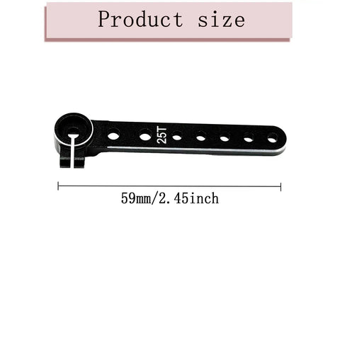 Two Pack 7075 Aluminum 25T Servo Arm Horns Long Steering Servo Arms For RC Cars Planes And Helicopters Black, 59mm size