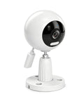 Side view of an indoor home security camera with 3MP clarity, motion detection, color night vision, compatible with dual-band 5G and 2.4G WiFi.