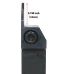 Side view of Heavy Duty CNC Lathe Grooving Tool Holder With Three MGMN300 Carbide Blades 0.787 Inch MGEHR2020 3, 19mm height visible.