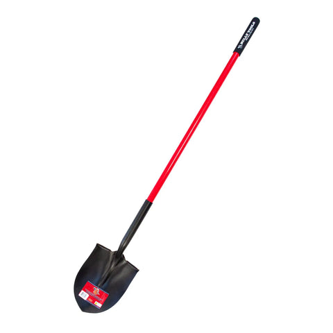 Heavy Duty Round Point Shovel With Fiberglass Long Handle And 14 Gauge Steel Head For Gardening Digging And Landscaping Square