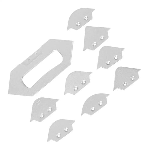 Shop Ready Router Table Corner Radius Jig Set Built Tough With Real Aluminum Alloy Includes Eight Chamfer Profile Templates R5 Through R40 for clean cutting templates.