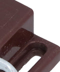 Close-up of Eight Pack Stainless Steel Magnetic Door Catch For Cabinets And Cupboards With Screw Fittings, brown plastic detail