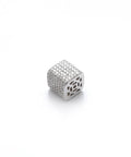Hella Sparkling Diamond Charm Spacer Beads For Slick DIY Silver Jewelry Craft Projects With Smooth Grip, cube design with decorative surface.