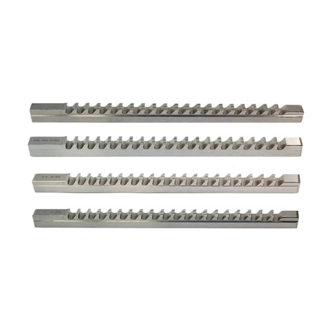 Four high-speed steel broach bits from a Push Type Keyway Broach Set 16mm and 18mm High Speed Steel Cutting Tool for CNC Router and Lathe