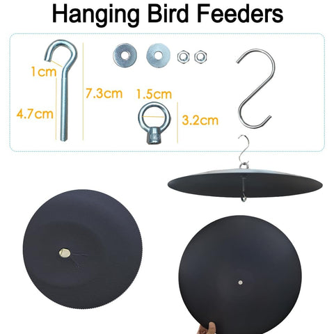 Parts and assembly of Heavy Duty 13 Inch Metal Bird Feeder Baffle Guard For Outdoor Hanging Weatherproof Black Shield