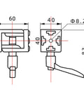 40 Series 4040 Aluminum Extrusion Hinge Pivot Joint Kit With Two Handles And Wrenches, zinc alloy bracket drawing, 40x40 size