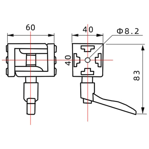 40 Series 4040 Aluminum Extrusion Hinge Pivot Joint Kit With Two Handles And Wrenches, zinc alloy bracket drawing, 40x40 size