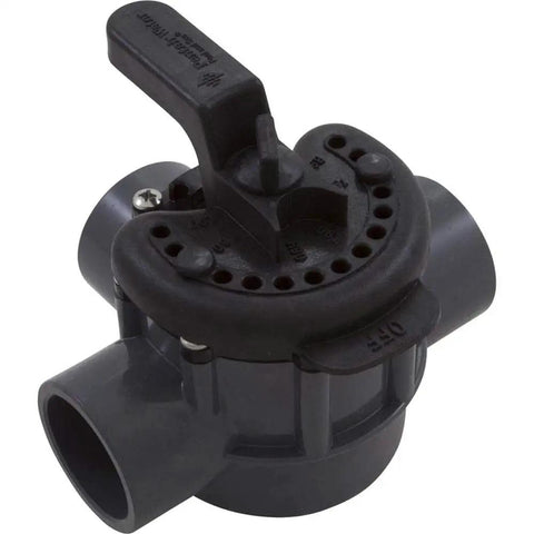 Straight Fire Pvc Three Way Diverter Valve With 2 Inch Spigot And 1.5 Inch Slip Design, black plastic valve for pool spa flow management.
