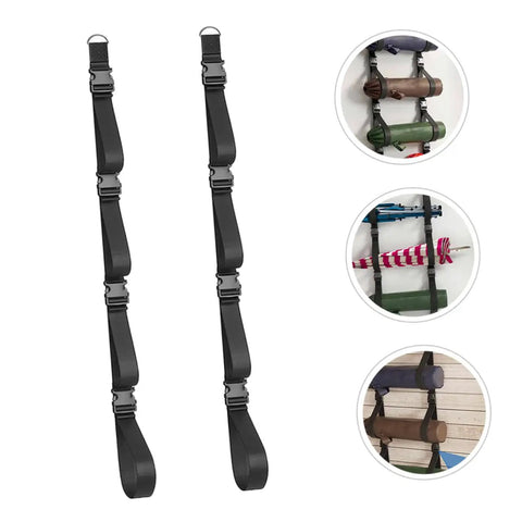 Heavy Duty Adjustable Wall Storage Straps For Garage Organization Rock Solid Wall Mount System To Hold Tools And Equipment, black steel design.