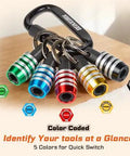 21Pcs Bit Holder Key Chain Set With One Quarter Inch Hex Shank One Handed Quick Change Release Drill Extension color coded