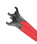 Heavy Duty ER Collet Spanner Wrench For ER16 ER20ER30ER40Chuck Nut Holder With Precision Grip For CNC Milling And Lathe Machine Tool Changes, showing multiple black spanners with red grips.